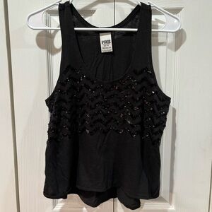 VS PINK Women’s Black Sequins Sequin Tank Top - size XS